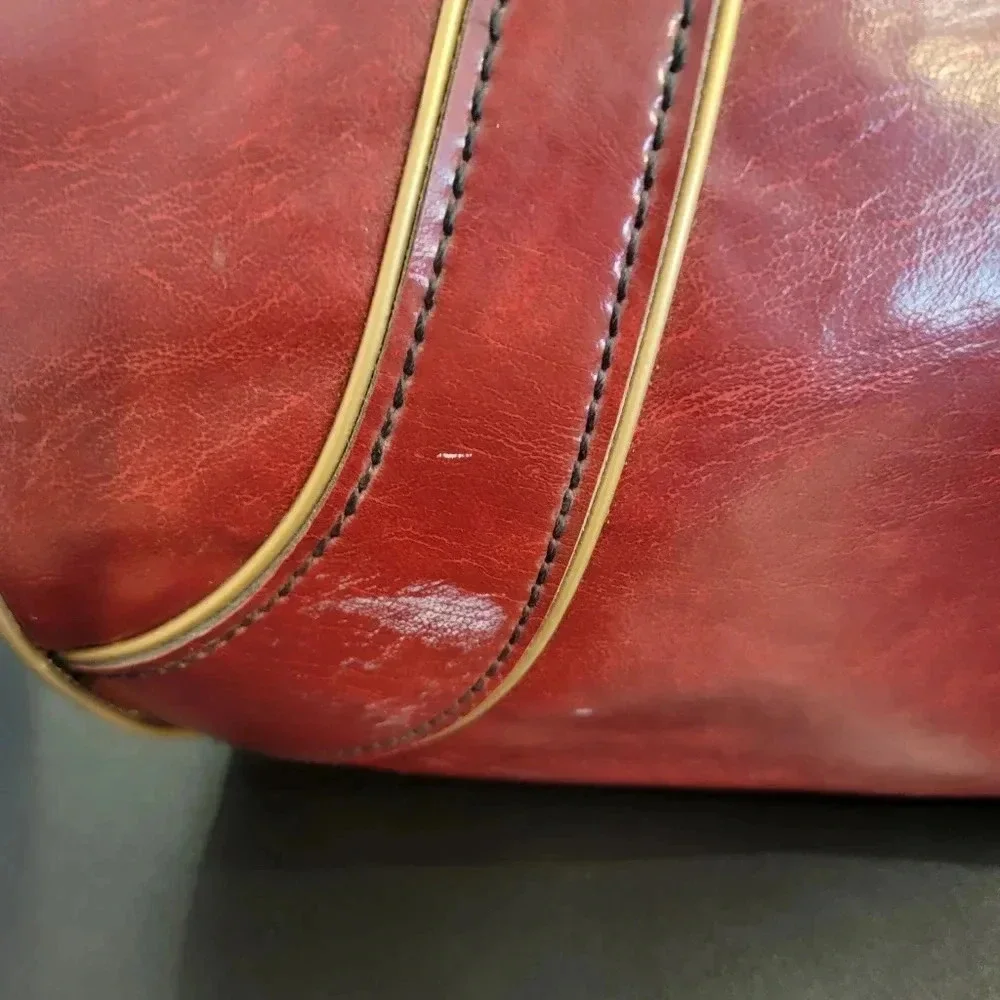 Vintage 1970s Brown Vinyl Travel Bag